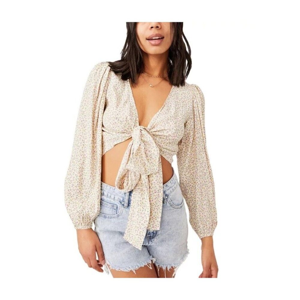 Lazy Sundays Crop Top Size Small Wrap Front Tie W… - image 7